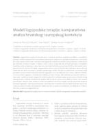 prikaz prve stranice dokumenta Modeli logopedske terapije: komparativna analiza hrvatskog i europskog konteksta