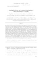 prikaz prve stranice dokumenta Reading Predictors in Croatian: Contribution of (Meta)Phonological Variables