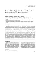 prikaz prve stranice dokumenta Some Ethiologic Factors of Speech Comprehension Disturbances