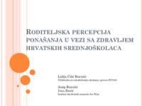 prikaz prve stranice dokumenta Roditeljska percepcija ponašanja u vezi sa zdravljem hrvatskih srednjoškolaca
